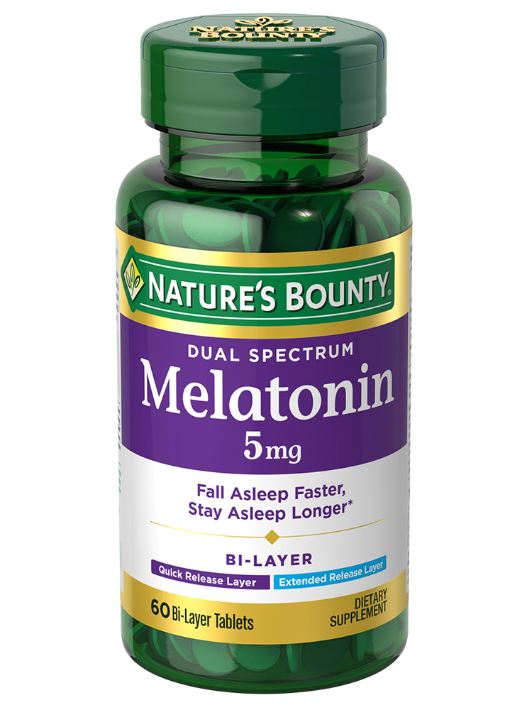 Nature's Bounty Melatonin 5mg Dual spectrum Bi-Layer Veg Tablets 60s