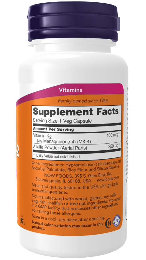 NOW Vitamin K2 100mcg Caps 100's