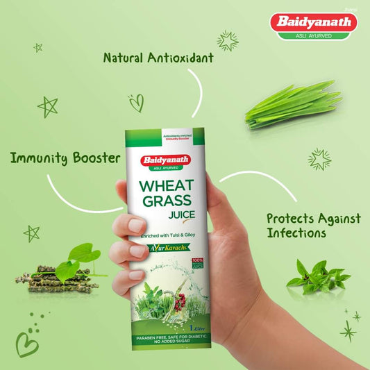 Baidyanath Wheat Grass Juice -1Ltr-Best For Individuals seeking detoxification, energy boost, and digestive health