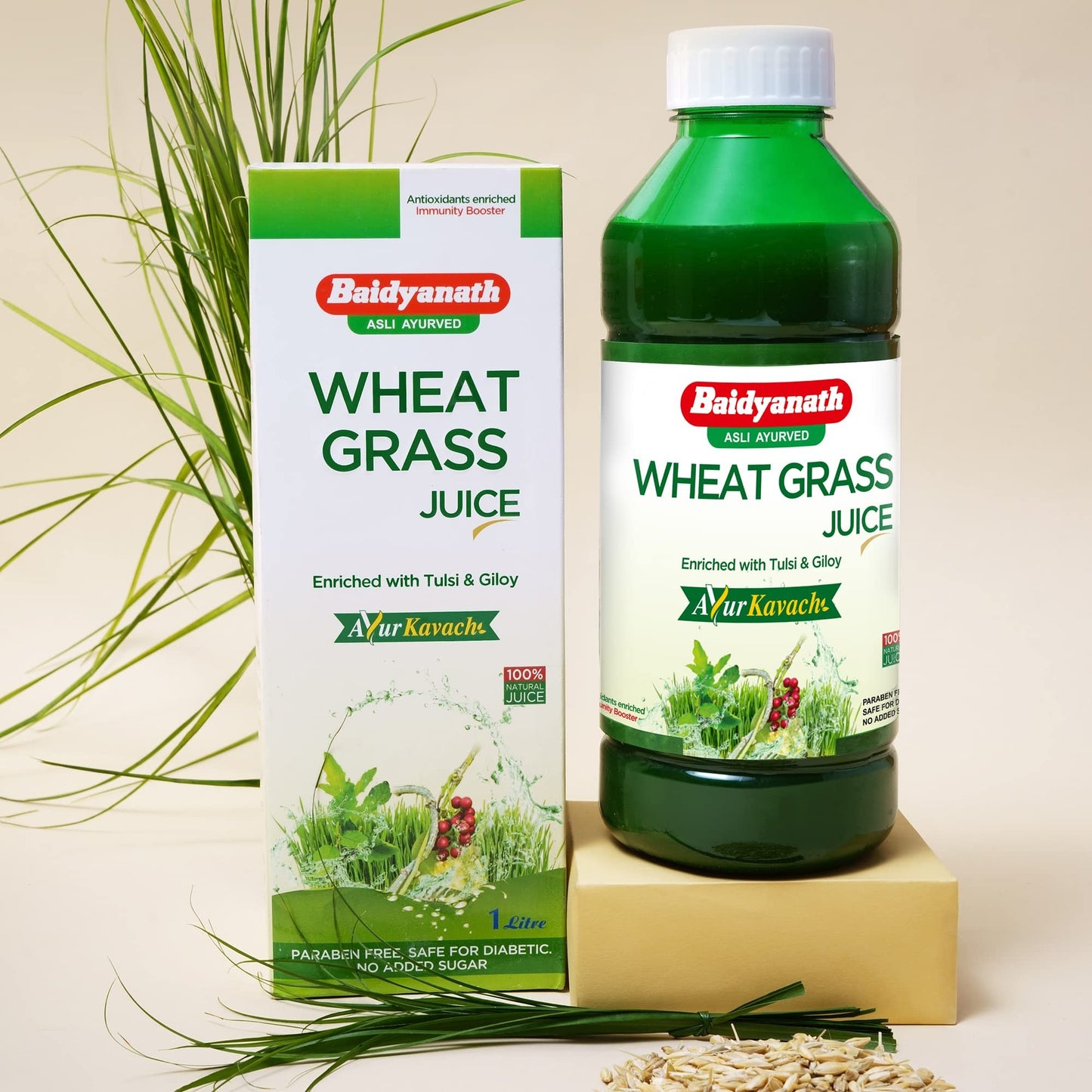 Baidyanath Wheat Grass Juice -1Ltr-Best For Individuals seeking detoxification, energy boost, and digestive health