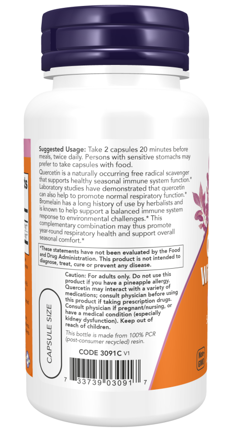 NOW Quercetin with Bromelain Vcaps 120's