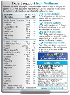 Vitabiotics Wellman Original Vitamin & Mineral Supplement | 30's | BUNDLE Vegetarian Tablets by Vitabiotics