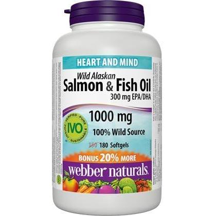 Webber Naturals Wild Alaskan Salmon Oil 1000 mg · 200 mg EPA/DHA, 180 softgels