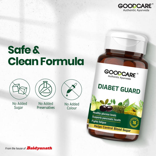 Goodcare Diabet Guard 120 Capsules | Ayurvedic Blood Sugar Support Supplement | With Karela, Methi, Neem & 15 Herbs | Supports Pancreatic Health