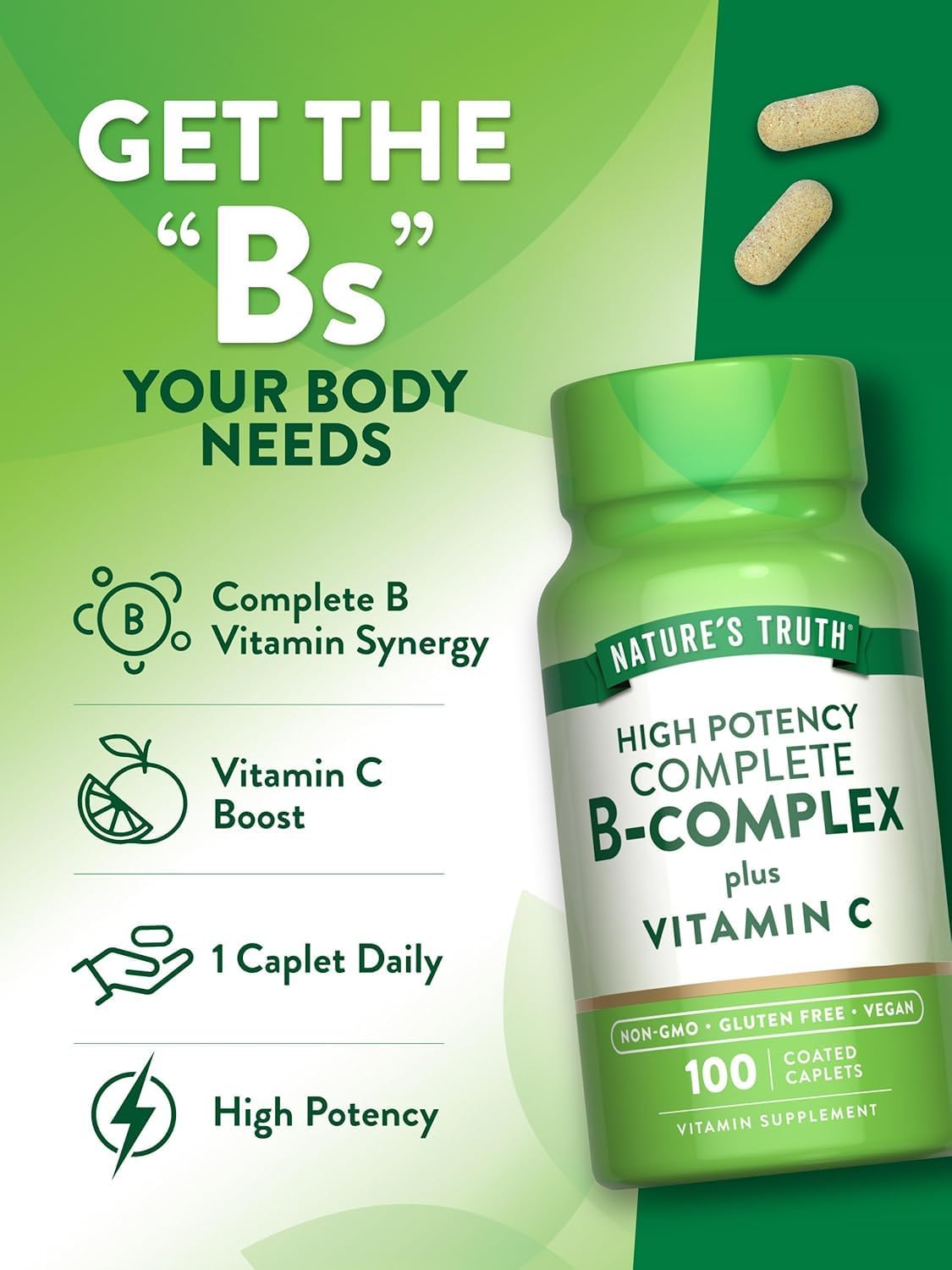 Nature's Truth B-Complex Plus Vitamin C Time Released, 100 Count