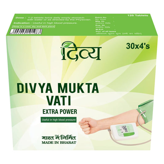 Original Patanjali Divya Muktavati, Extra Power 120 Count-Heart Health Supplement, Blood Pressure Support