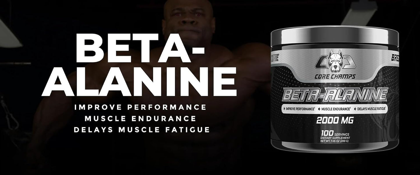 Core Champs BETA-ALANINE 2000MG: 100 Servings I Improve Performance I Boost Muscle Nutrient I Delay Muscle Fatigue
