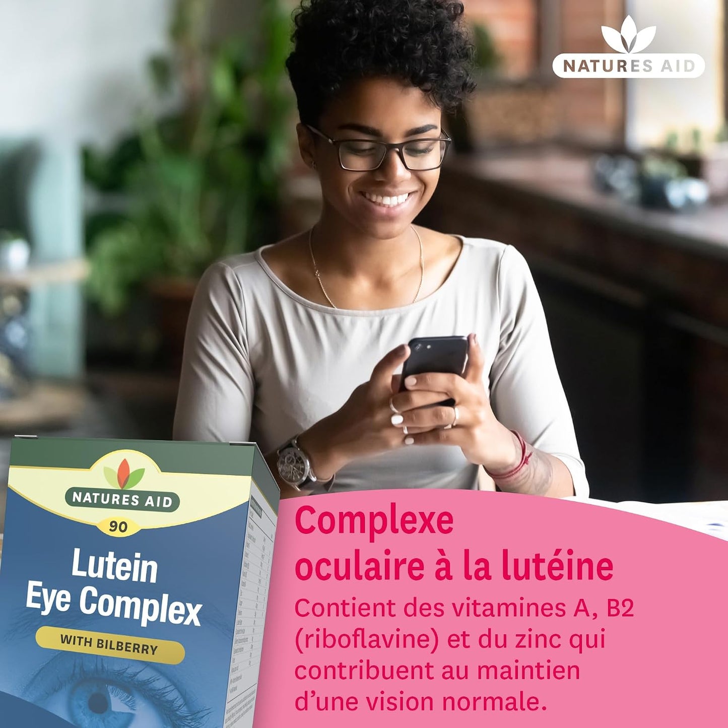 Natures Aid Lutein Eye Complex Supplement – 90 Tablets | With Bilberry, Zinc, Vitamins A, B2, C & E, Supports Normal Vision & Eye Health, Vegan, Gluten-Free