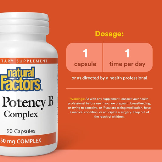 Natural Factors Hi Potency B Complex, 50 mg, 90 Capsules