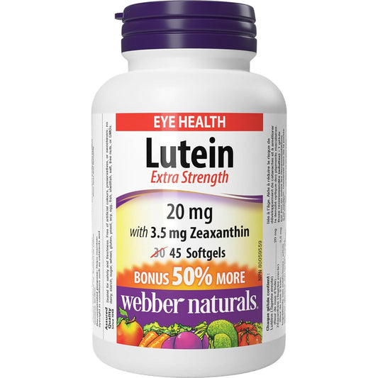 Webber Naturals Lutein 20mg/Zeaxanthin 3.5mg extra strength softgels 45s