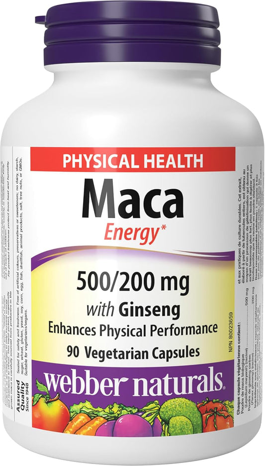 Webber Naturals Maca Energy With Ginseng 500/200 Veg Caps 90's