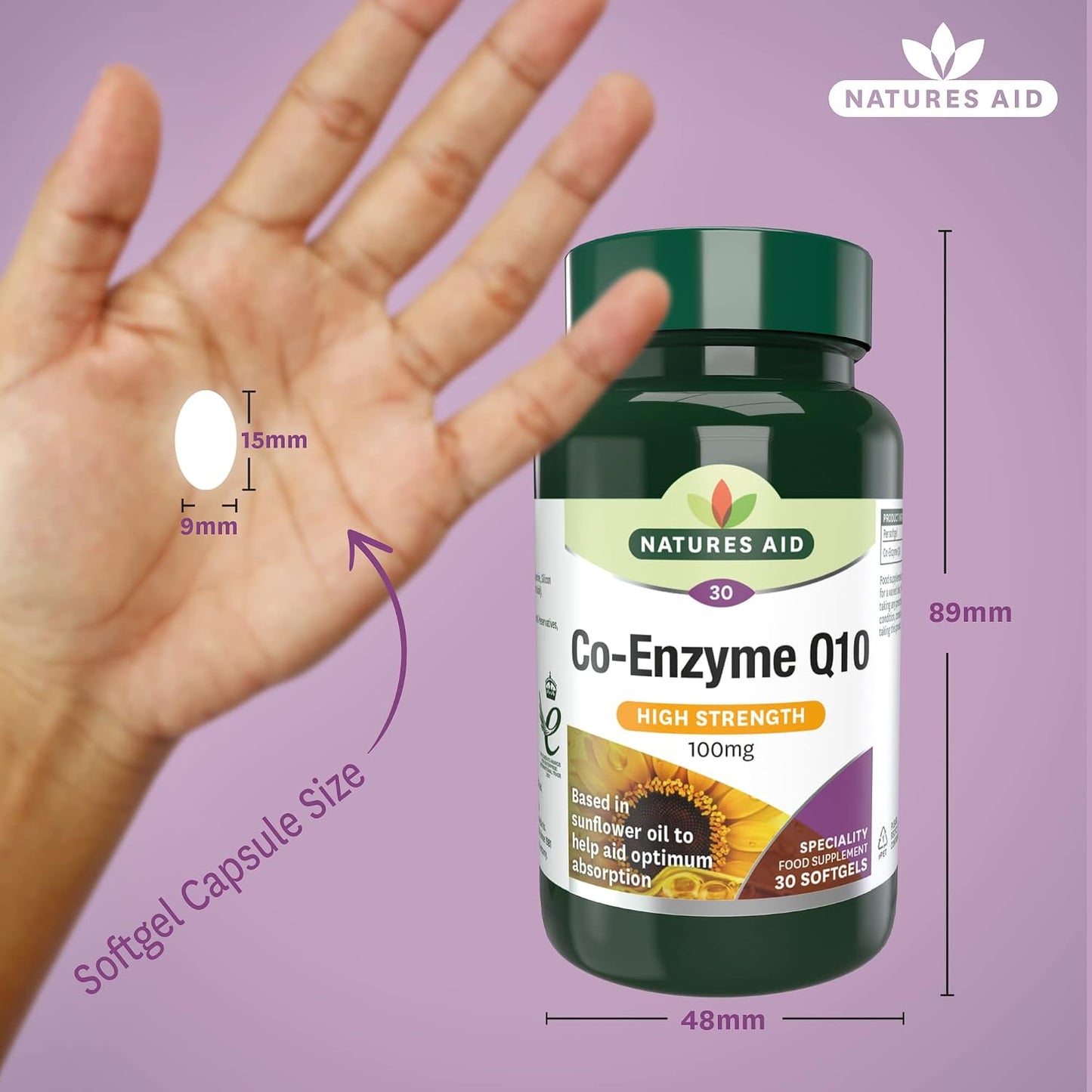 Natures Aid Co-Enzyme Q10 100mg Supplement – 30 Tablets | Supports Heart Health & Energy Production, High Potency Ubiquinone, Vegan, Gluten-Free