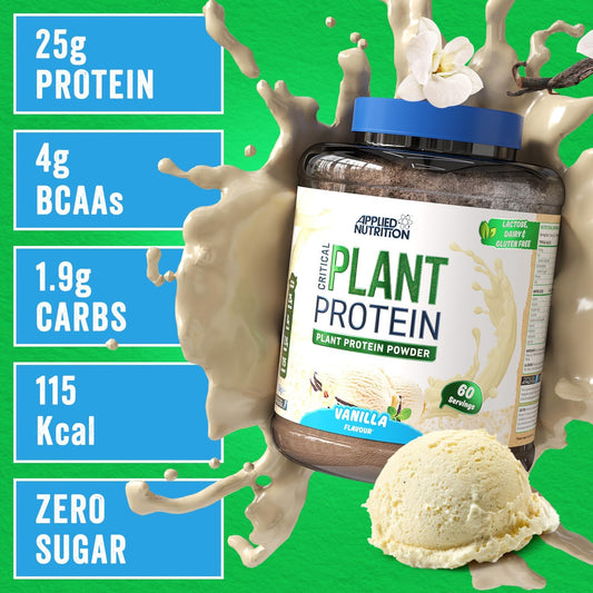 Applied Nutrition Plant Protein Powder – Critical Plant Vegan Protein (1.8KG- 60 ServingsVegan Protein for Lean Muscle & Recovery-