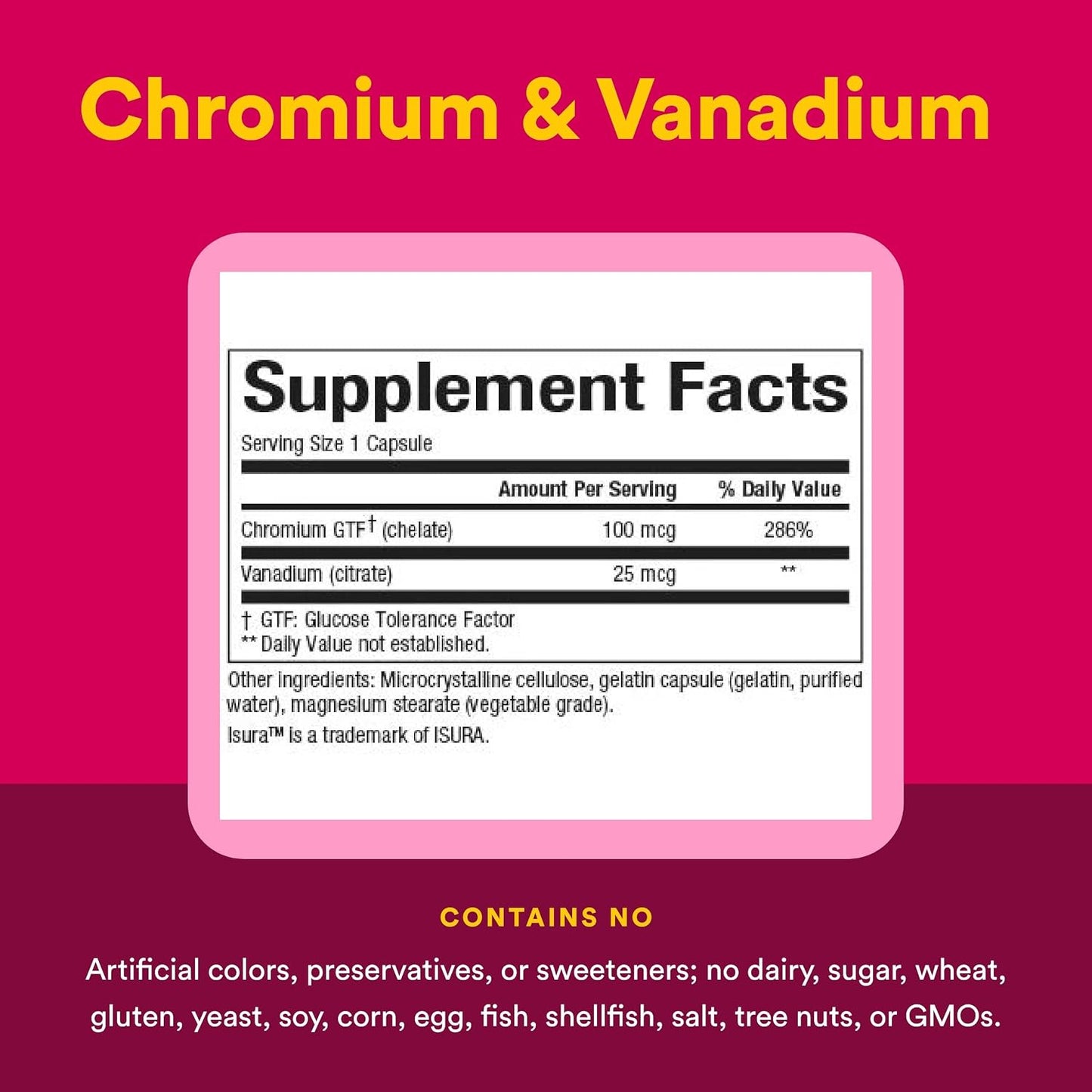 Natural Factors, Chromium & Vanadium 125 mcg, Supports Healthy Metabolism, 90 capsules