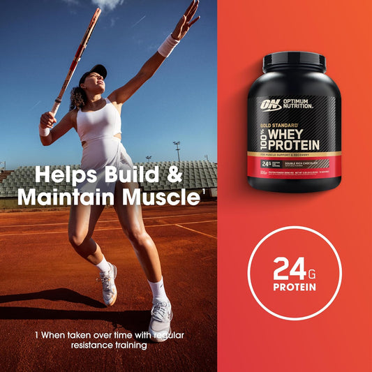 Optimum Nutrition (ON) Gold Standard 100% Whey Protein Powder - 5 lbs, 2.27 kg-74 Servings (Double Rich Chocolate), Primary Source Isolate,For Men and Women