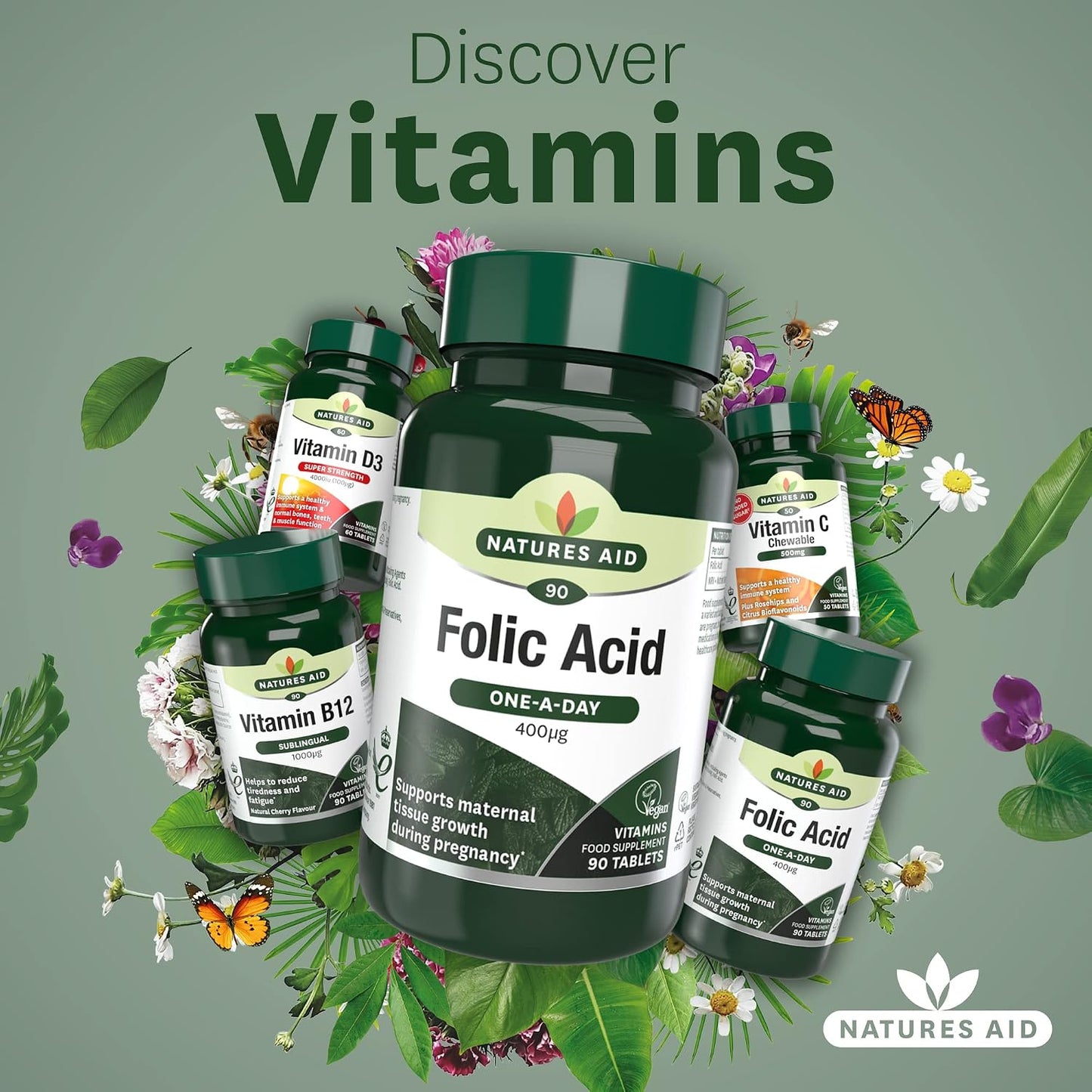 Nature's Aid Folic Acid 400ug (Vegan)- 90's