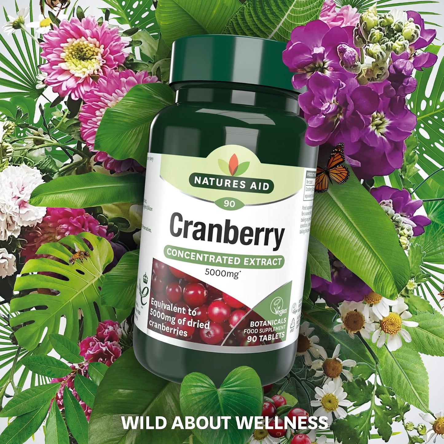 Natures Aid Cranberry 5000mg Supplement – 90 Tablets | High Strength, Supports Urinary Tract Health & Immune System, Antioxidant Protection, Vegan,
