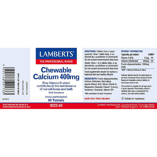Lamberts Chewable Calcium 400mg 60s