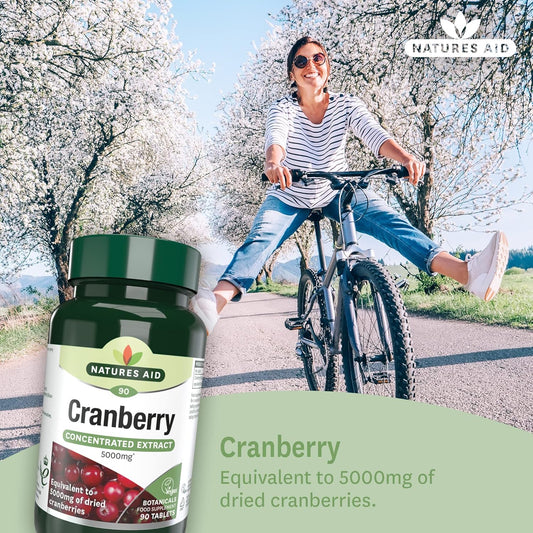 Natures Aid Cranberry 5000mg Supplement – 90 Tablets | High Strength, Supports Urinary Tract Health & Immune System, Antioxidant Protection, Vegan,