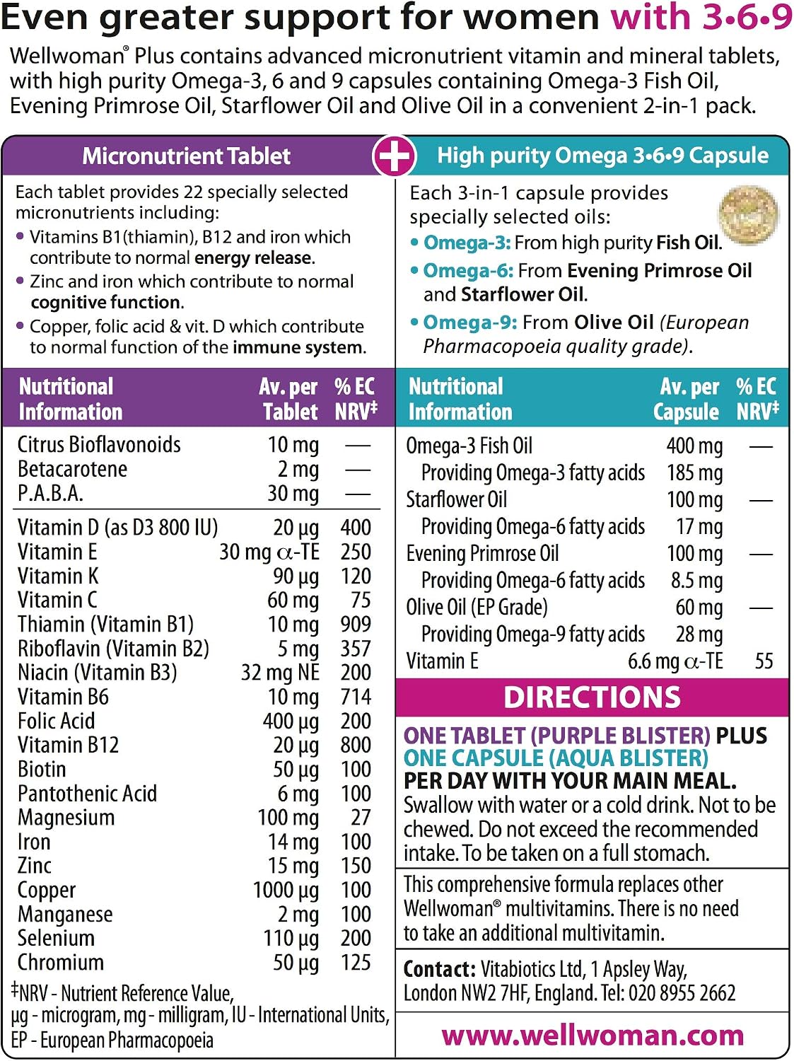 Vitabiotics Wellwoman Plus Tablets 56 Capsules