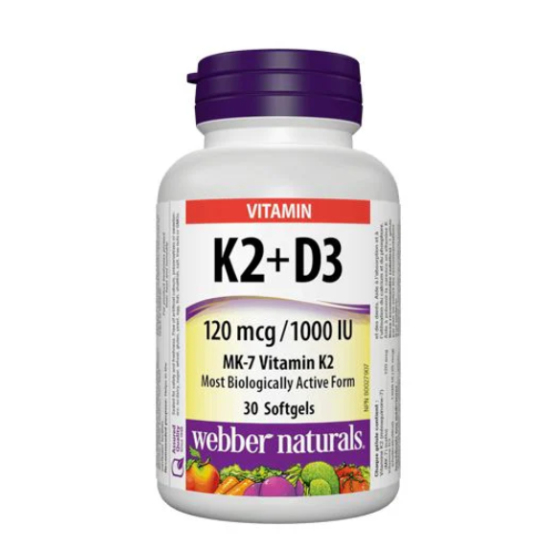 Webber Naturals Vitamin D3 K2 Supplements, 1,000 IU / 120mcg, 90 Softgels | Vitamin K2 MK7 and Vitamin D for Strong Bones, Teeth, and Cardiovascular Health, Supports Immune Function