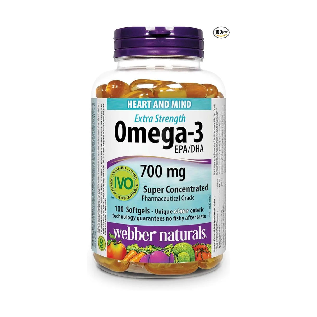Webber Naturals Omega-3 Extra Strength 700 mg EPA/DHA · Super Concentrated, 100 softgels