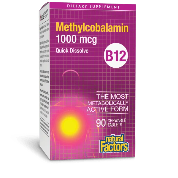Natural Factors Vitamin B12 Methylcobalamin 1,000 mcg 90s