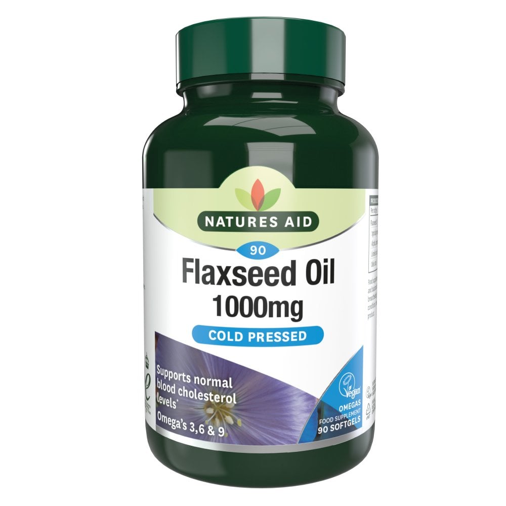 Nature's Aid Flaxseed Oil 1000mg Cold Pressed (Omega 3,6,9) Vegan - 90's