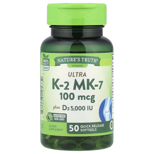 Natures Truth K2(Mk-7) 100Mcg with D3 5000Iu Qr Softgels 50S