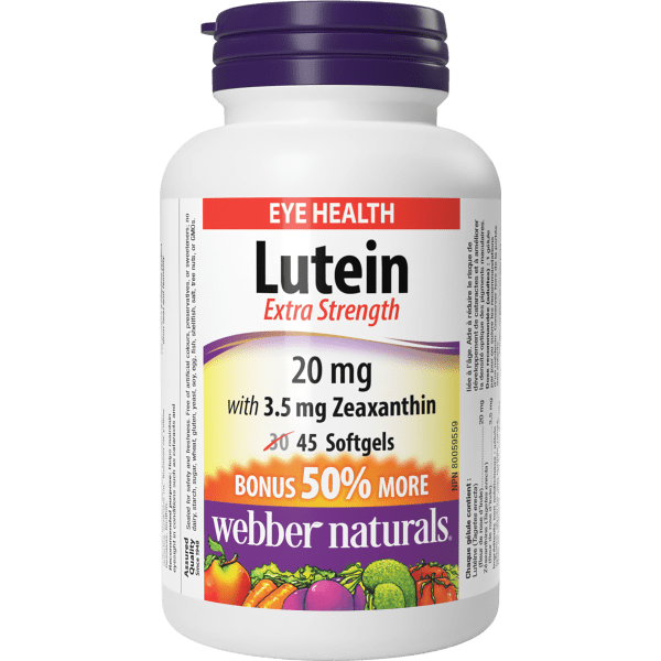 Webber Naturals Lutein 20mg/Zeaxanthin 3.5mg extra strength softgels 45s