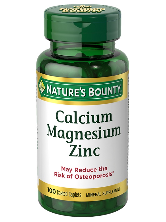 Nature's Bounty Calcium Magnesium Zinc With D3 Coated Caplets 100's
