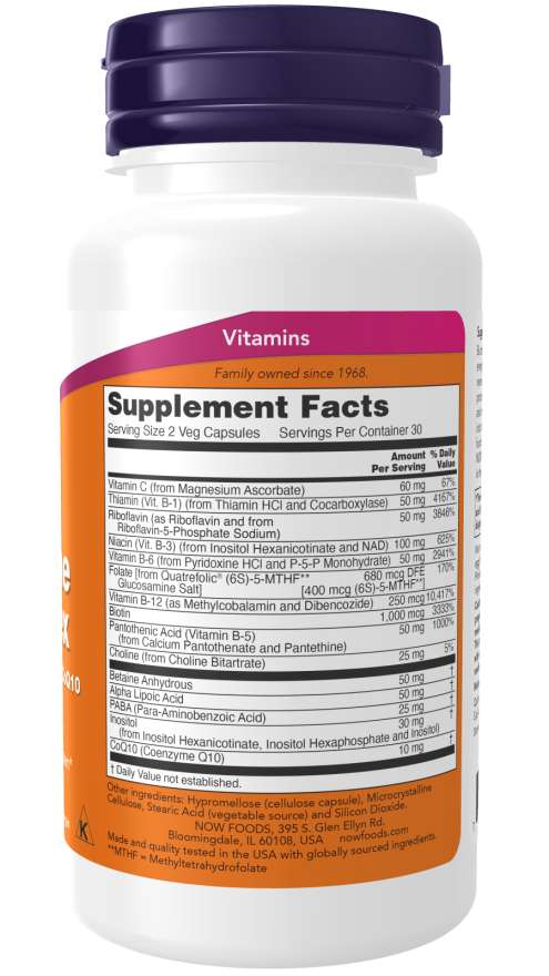 NOW Co-Enzyme B-Complex Vcaps 60's with Alpha Lipoic Acid and COQ10