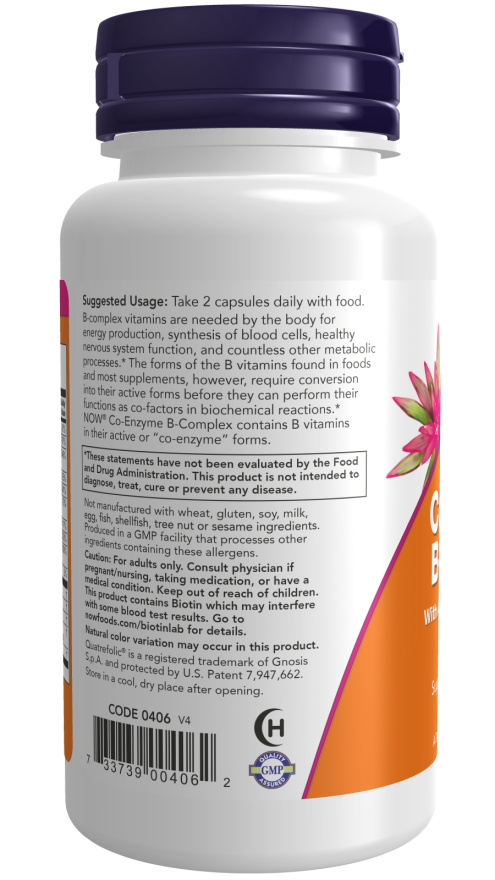 NOW Co-Enzyme B-Complex Vcaps 60's with Alpha Lipoic Acid and COQ10