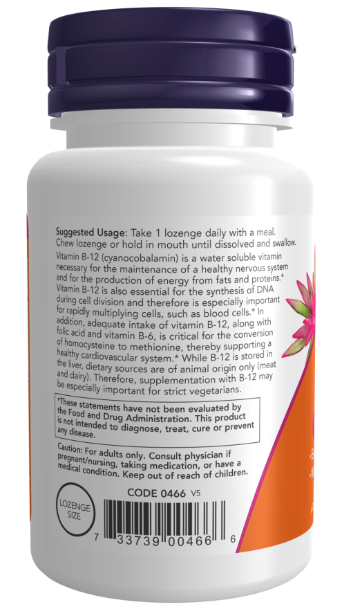 NOW Vitamin B12 1000mcg Chewable Lozenges 100's