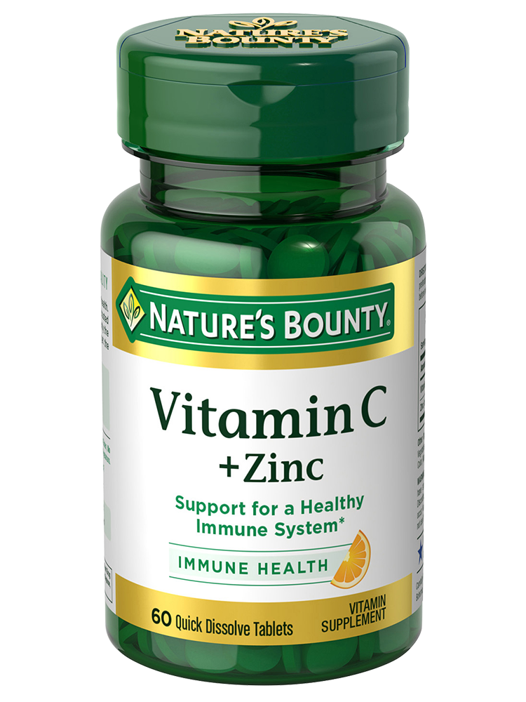 Nature's Bounty Vitamin C + Zinc Quick Dissolve Veg Tabs 60's