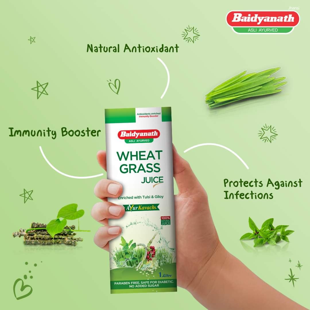 Baidyanath Wheat Grass Juice -1Ltr-Best For Individuals seeking detoxification, energy boost, and digestive health