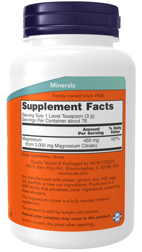 NOW Magnesium Citrate Powder 227g