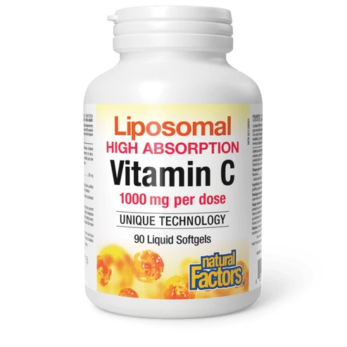 Natural Factors Liposomal Vitamin C 500mg, 90 Liquid Softgels | High Absorbtion Vit C, 1000 mg per Serving (2 Softgels), Immune Support, Antioxidants