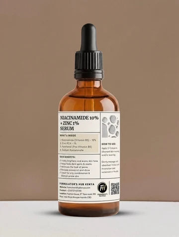 Formulators Hub Kenya – Niacinamide 10% + Zinc 1% Face Serum 500ml-Balance oil. Refine pores. Brighten your glow.