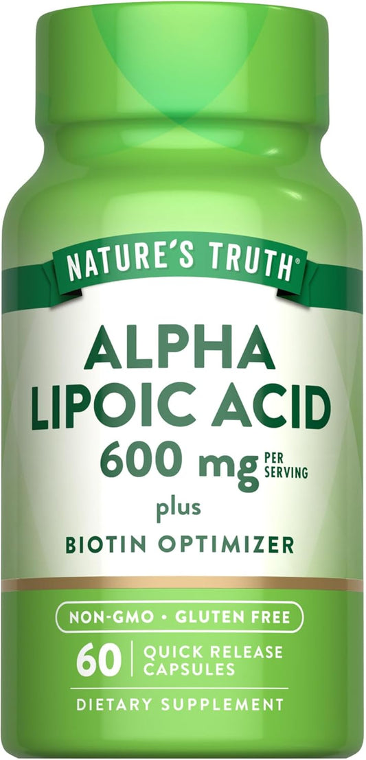 Nature's Truth Alpha Lipoic Acid 600mg plus Biotin optimizer QR caps 60s