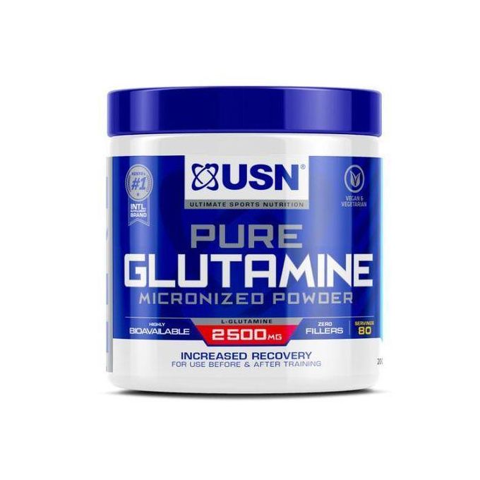 USN Pure Glutamine Micronized Powder | 200g – 80 Servings | Unflavoured |  L-Glutamine per Serving | Pure Free-Form Amino Acid | Post-Workout Muscle Recovery & Immune Support for Men & Women