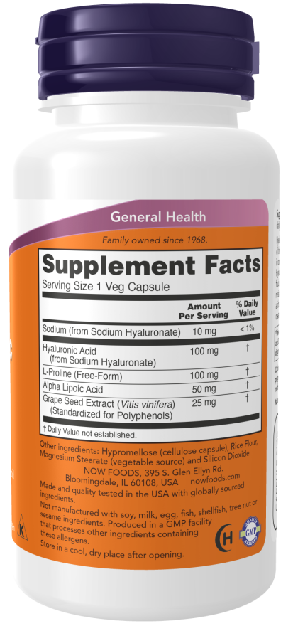 NOW Hyaluronic Acid 100mg Caps 60s