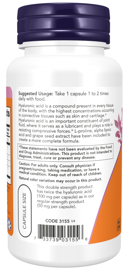 NOW Hyaluronic Acid 100mg Caps 60s
