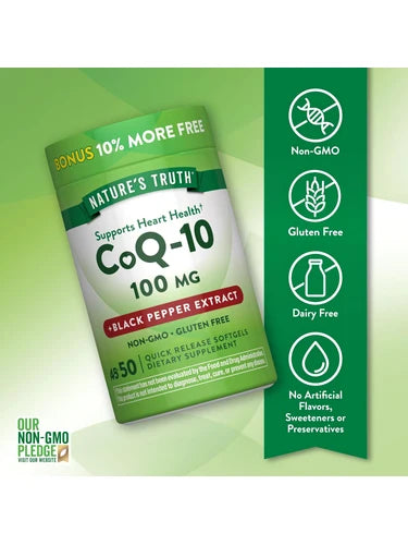 NATURE’S TRUTH CoQ-10 100mg plus black extract QR softgels 50s