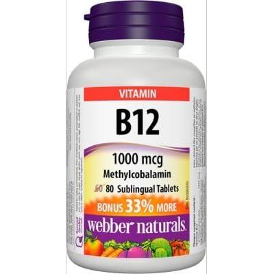 Webber Naturals B12 Methylcobalamin 1000mcg Sublingual Tabs 80's
