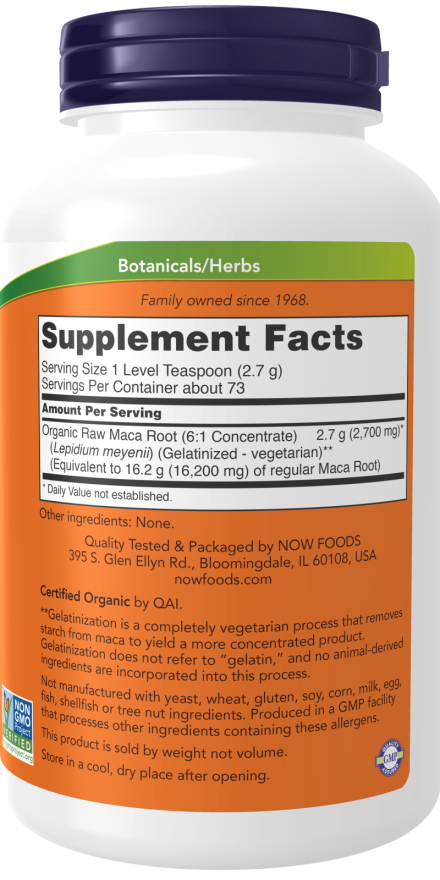 NOW Maca Pure Powder 6:1 198gm