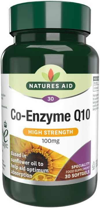 Natures Aid Co-Enzyme Q10 100mg Supplement – 30 Tablets | Supports Heart Health & Energy Production, High Potency Ubiquinone, Vegan, Gluten-Free