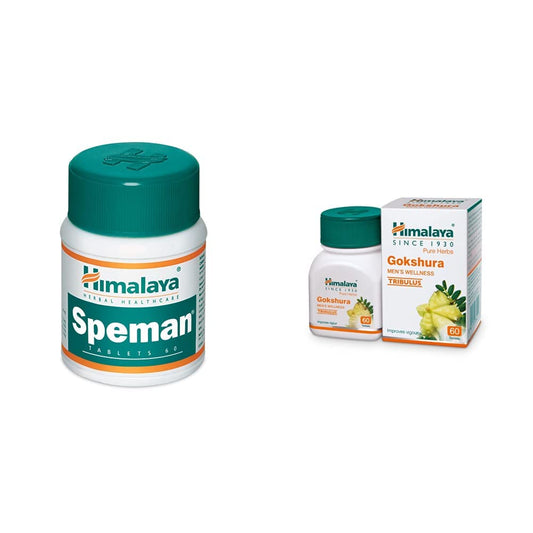 Himalaya Gokshura, 60 Tablets & Himalaya Speman Tablets - 60 Tablets-Improve stamina and vigour- testosterone levels and helps boost performance