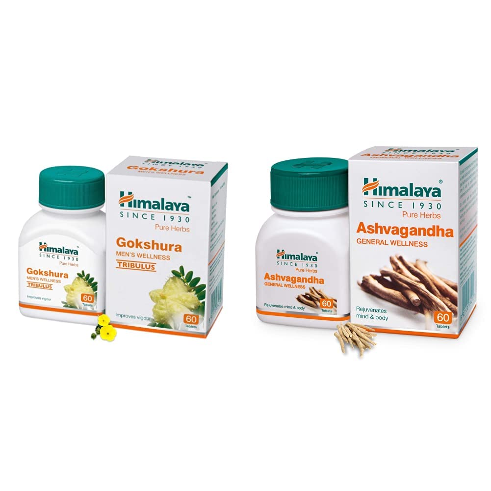 Himalaya Ashvagandha + Gokshura Combo | 60 Tablets each| For Stress relief | Improves Stamina and Vigor | General wellbeing-