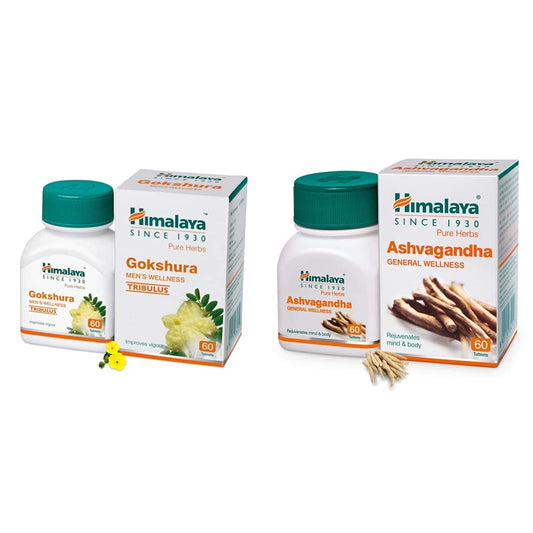 Himalaya Ashvagandha + Gokshura Combo | 60 Tablets each| For Stress relief | Improves Stamina and Vigor | General wellbeing-